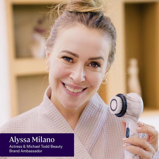 Michael Todd Beauty Soniclear Allure 2024 Best of Beauty Winner Facial Cleansing + Exfoliation Brush System with Antimicrobial Protected Bristles, 4 speeds, Serum Infusion Head + Travel Case