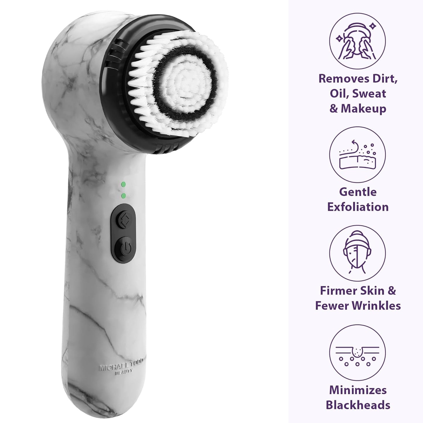 Michael Todd Beauty Soniclear Allure 2024 Best of Beauty Winner Facial Cleansing + Exfoliation Brush System with Antimicrobial Protected Bristles, 4 speeds, Serum Infusion Head + Travel Case