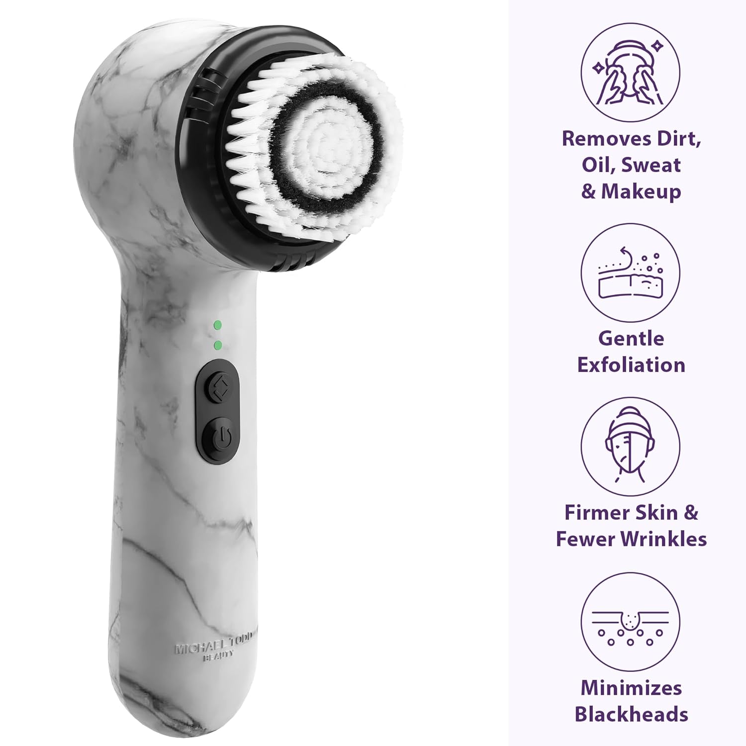 Michael Todd Beauty Soniclear Allure 2024 Best of Beauty Winner Facial Cleansing + Exfoliation Brush System with Antimicrobial Protected Bristles, 4 speeds, Serum Infusion Head + Travel Case