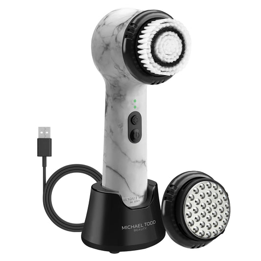 Michael Todd Beauty Soniclear Allure 2024 Best of Beauty Winner Facial Cleansing + Exfoliation Brush System with Antimicrobial Protected Bristles, 4 speeds, Serum Infusion Head + Travel Case